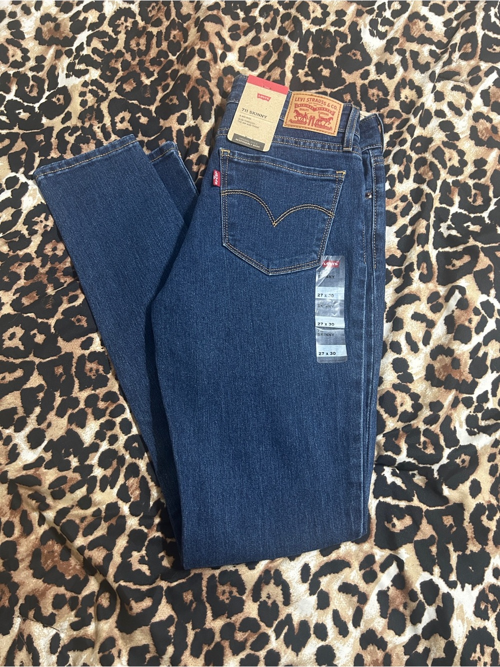 Levi's 711 Skinny Jeans - Dark Blue with Red Tab